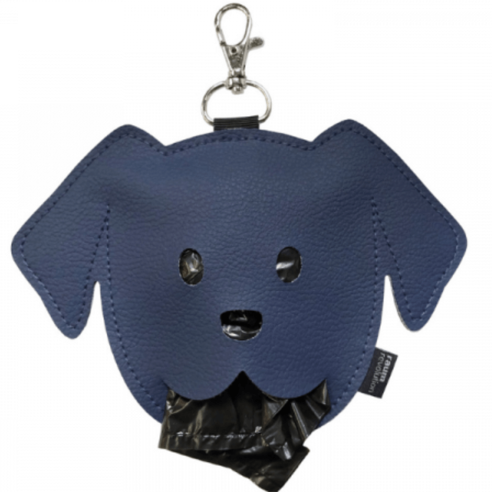 Navyfarbener Kotbeutelspender in Hundekopfform