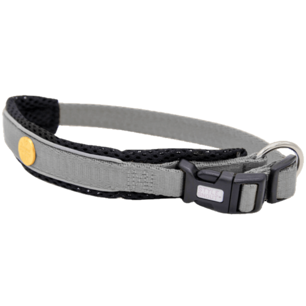 Hundehalsband aus gewebtem Nylon silber von StyleSnout