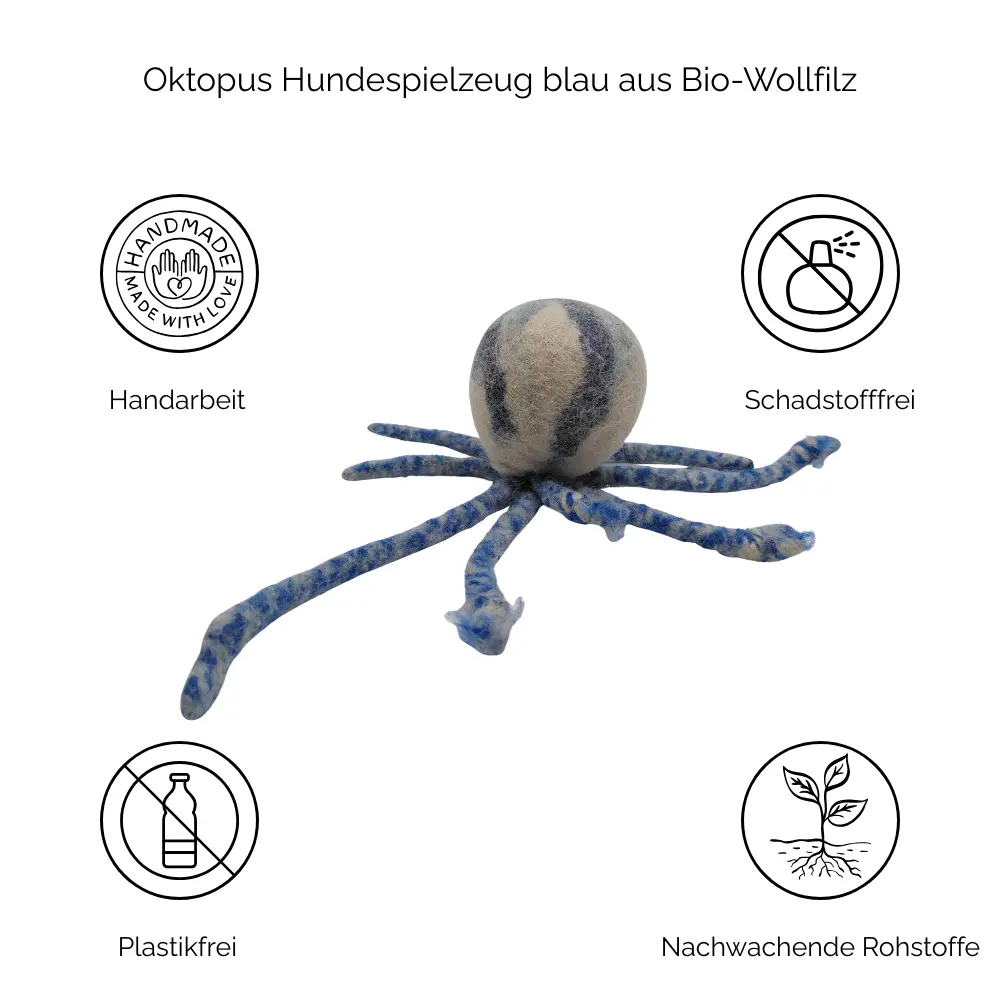 Nachhaltiges Hundespielzeug Oktopus blau - Vorteile