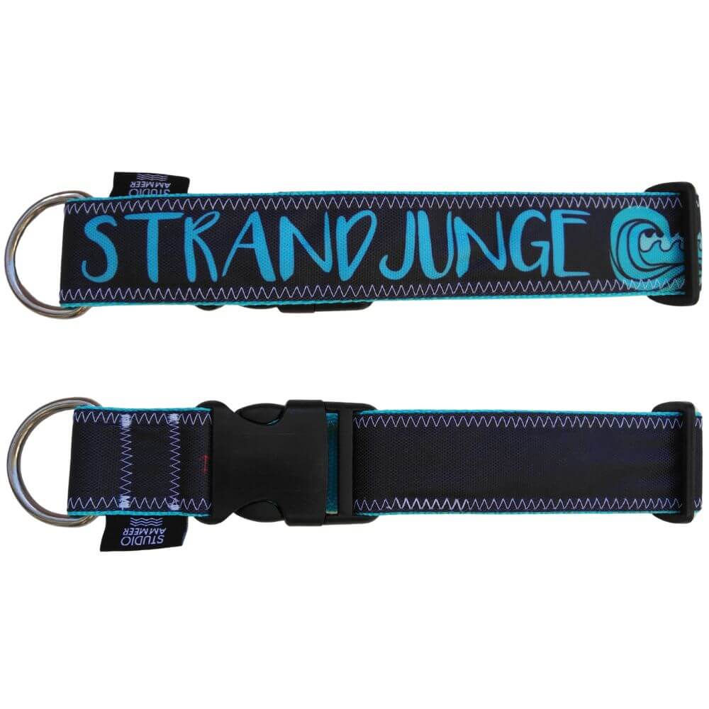 Hundehalsband Strandjunge aus Segeltuch kaufen Hundehalsband Strandjunge aus Segeltuch mit Aufdruck