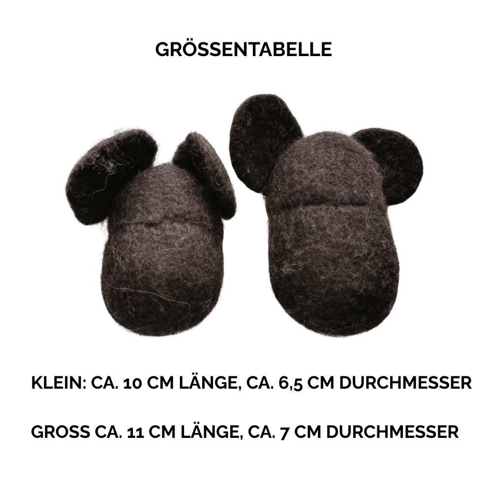 Nachhaltiges Hundespielzeug Teddy braun in zwei Größen - Größentabelle