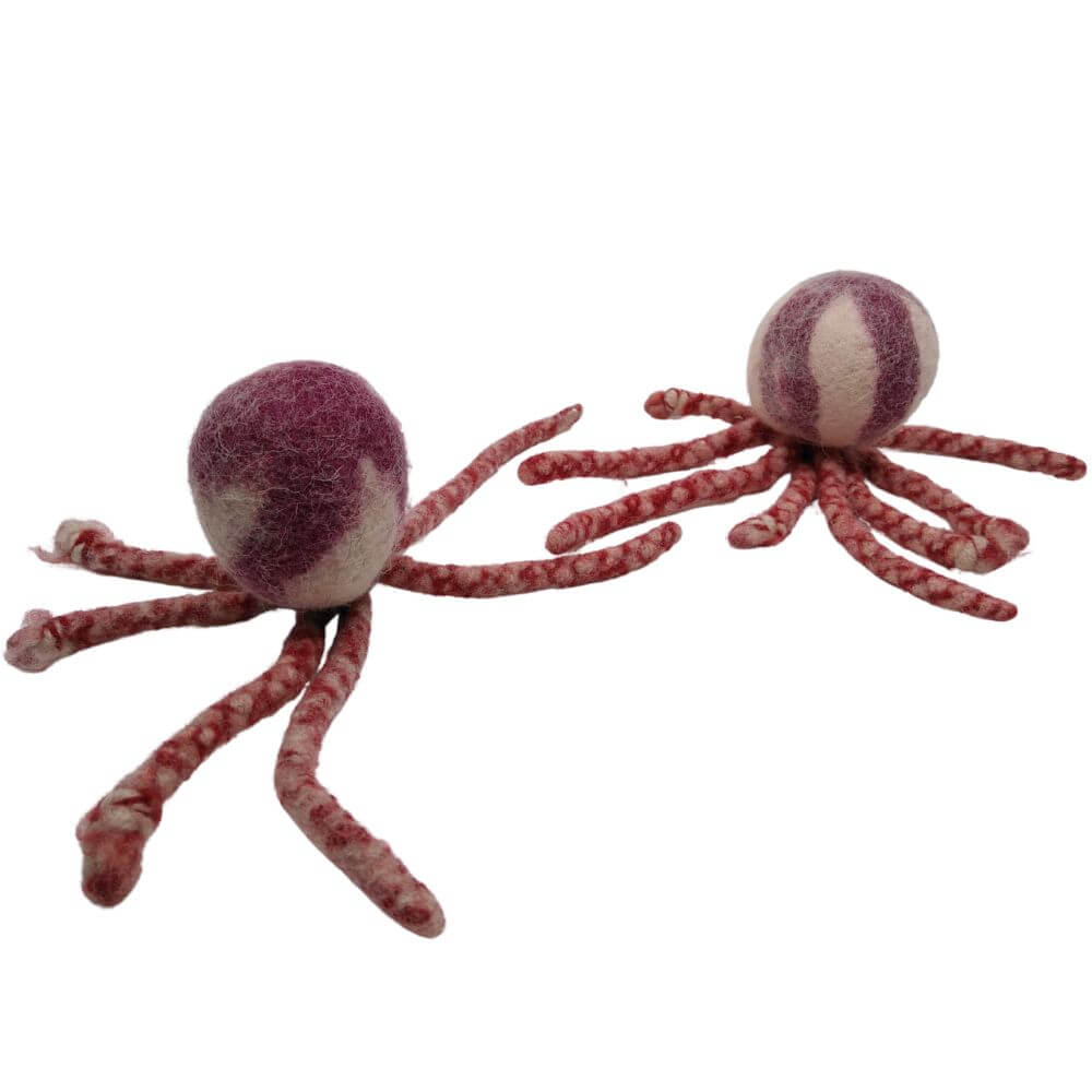 Nachhaltiges Hundespielzeug Oktopus rot in zwei Größen