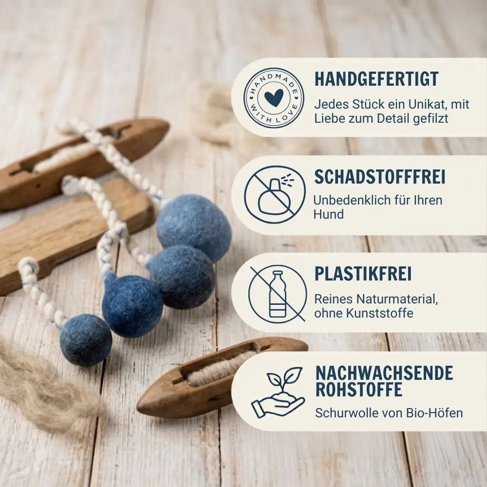 Nachhaltiges Hundespielzeug Schleuderball Robust blau - Produktvorteile