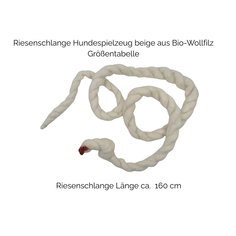 Nachhaltiges Hundespielzeug Riesenschlange beige - Größentabelle