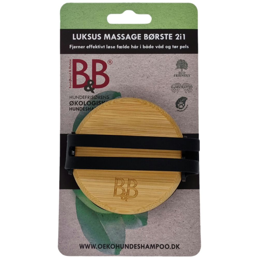 Massagebürste Luxus mit Handschlaufe aus Echtholz und Naturkautschuk mit Verpackung