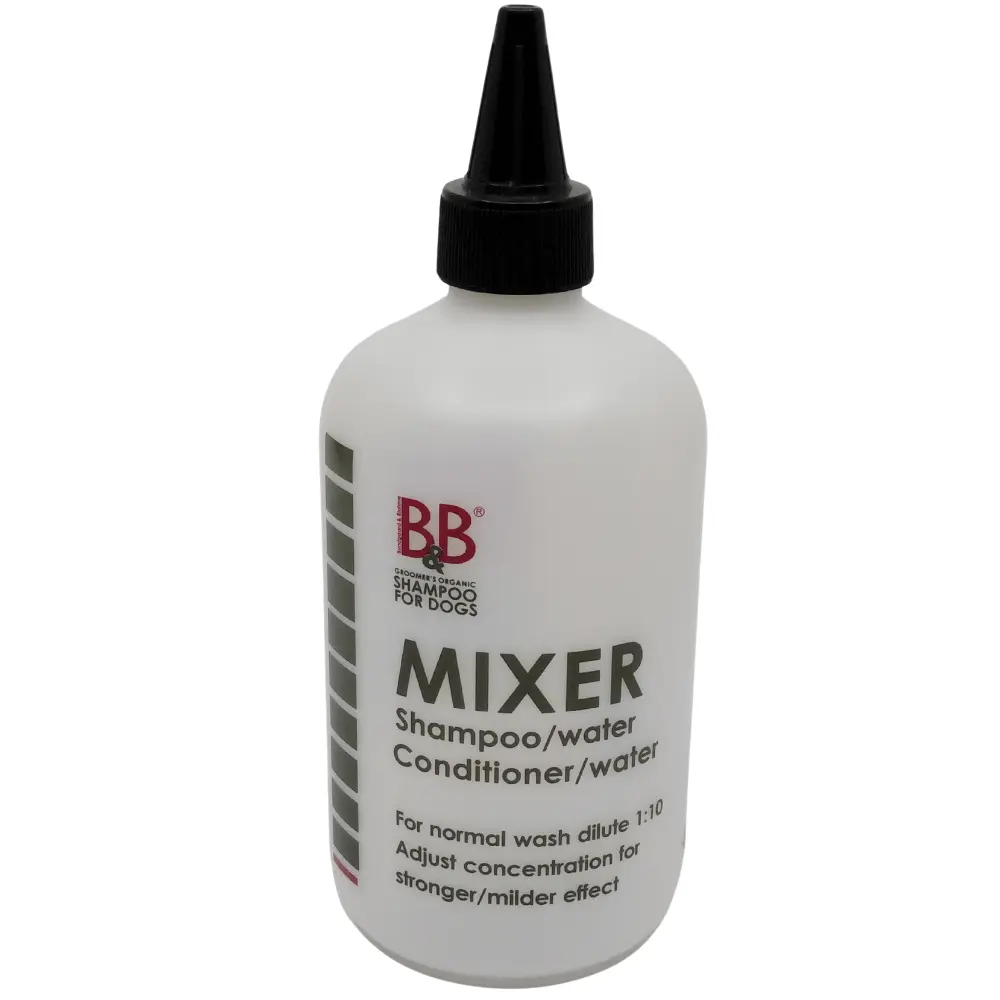 Mischflasche weiß mit Skala zum Verdünnen und Mischen von B&B Shampoos