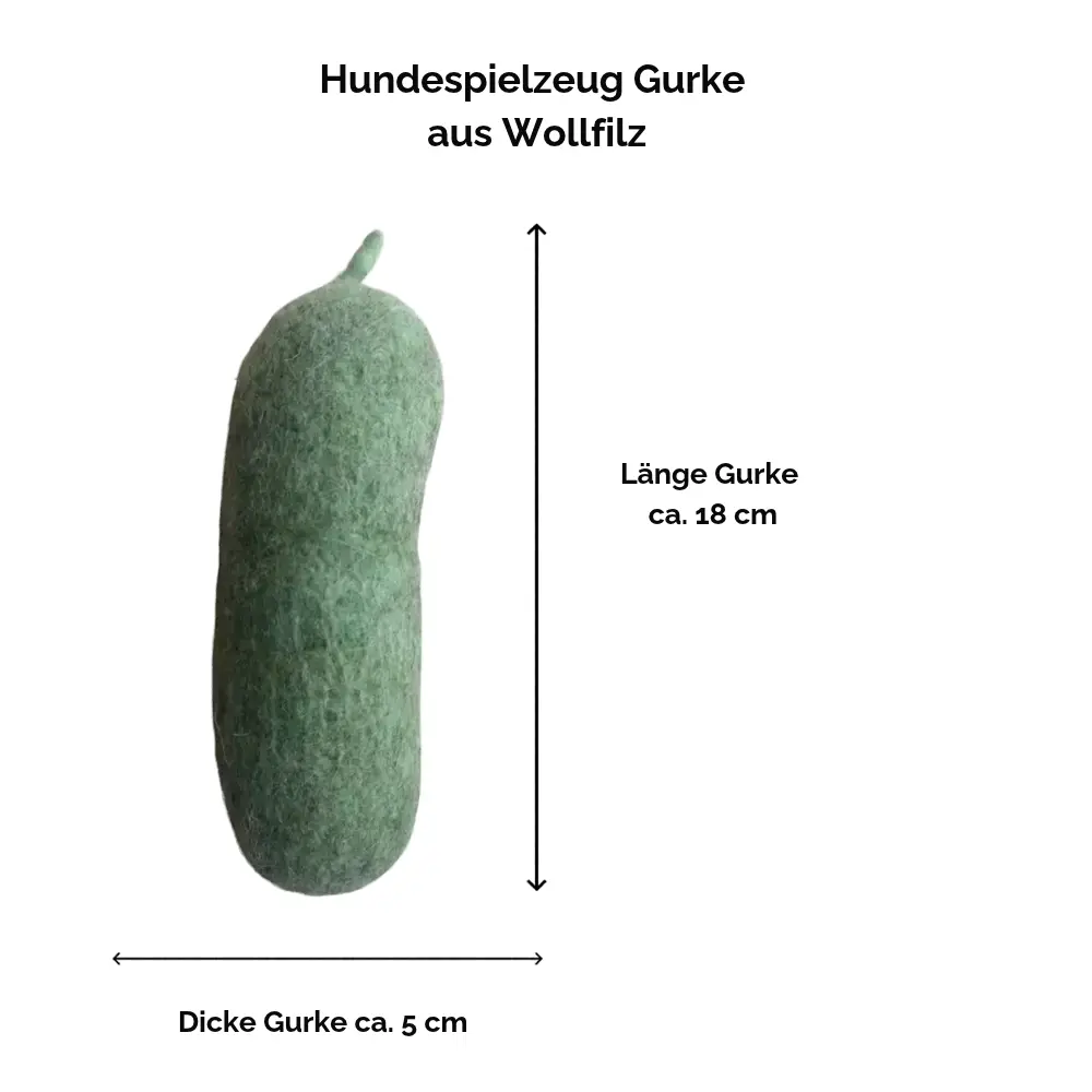 Hundespielzeug Gurke aus Wollfilz - Abmessungen