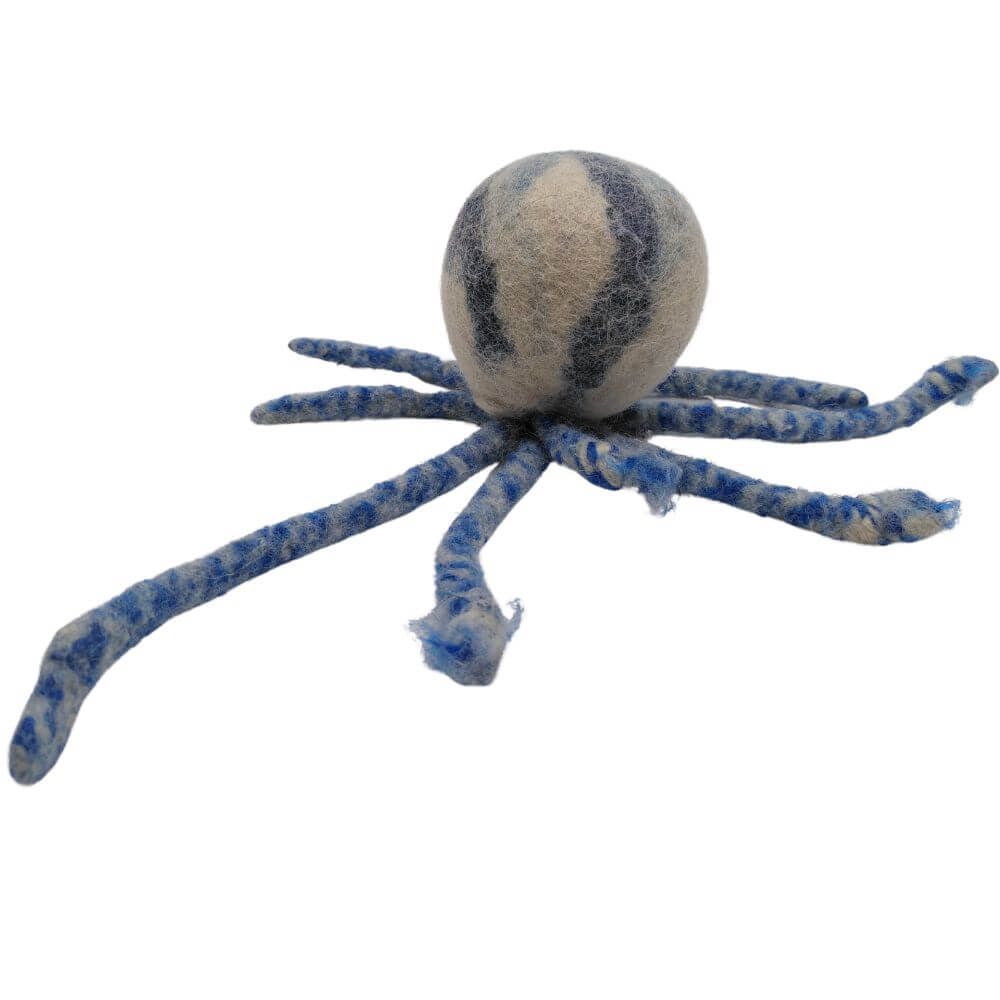 Nachhaltiges Hundespielzeug Oktopus blau - Nahansicht