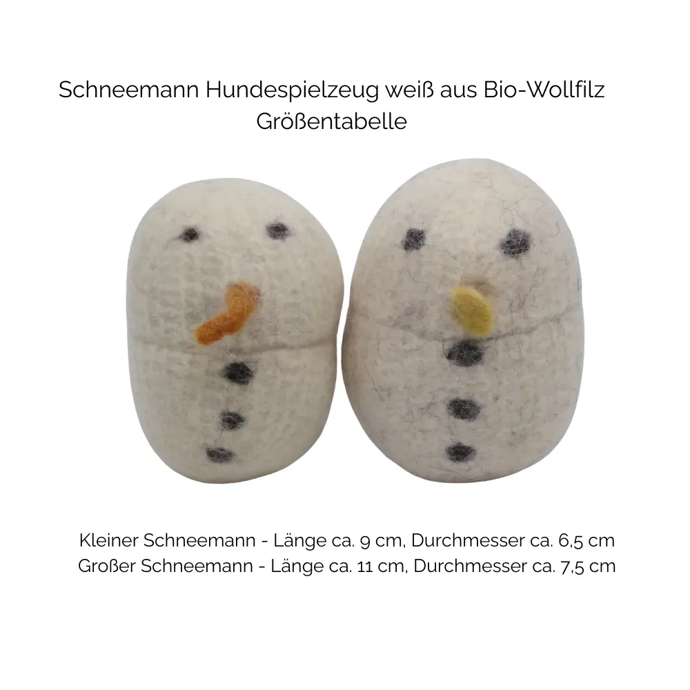 Nachhaltiges Hundespielzeug Schneemann weiß - Größentabelle