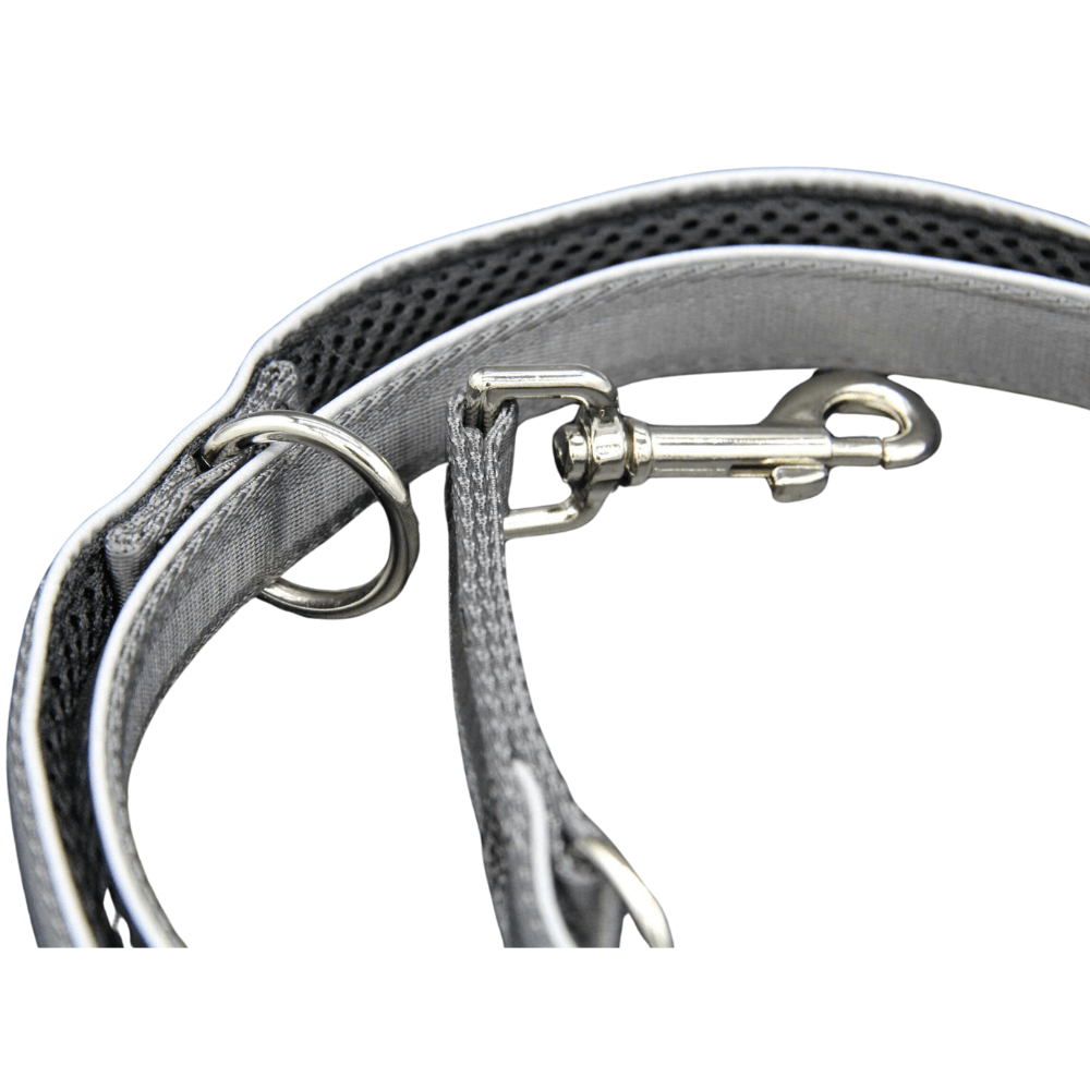 Hundeleine silber mit Air-Mesh-Polsterung von StyleSnout Nahansicht