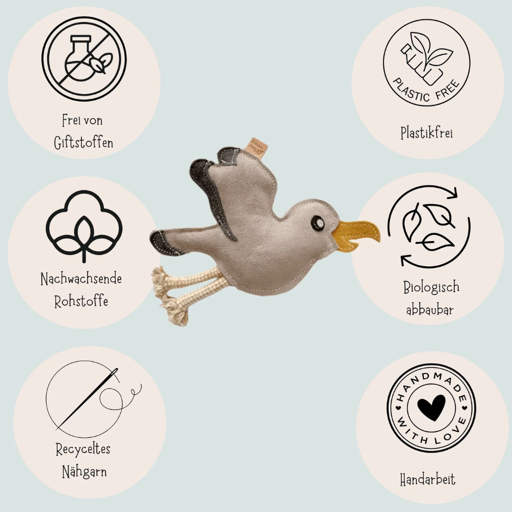 Nachhaltiges Hundespielzeug Mick Möwe - Vorteile