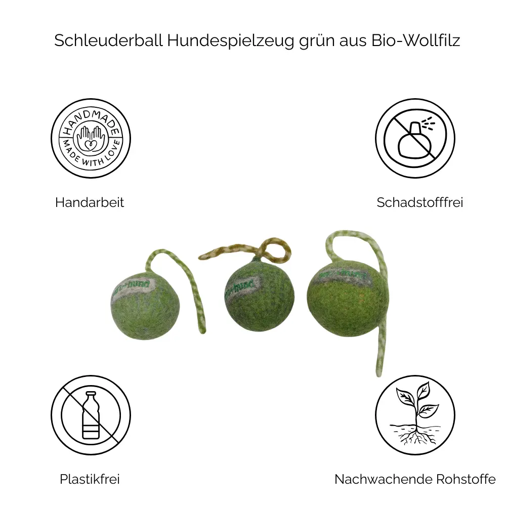 Nachhaltiges Hundespielzeug Schleuderball grün - Vorteile
