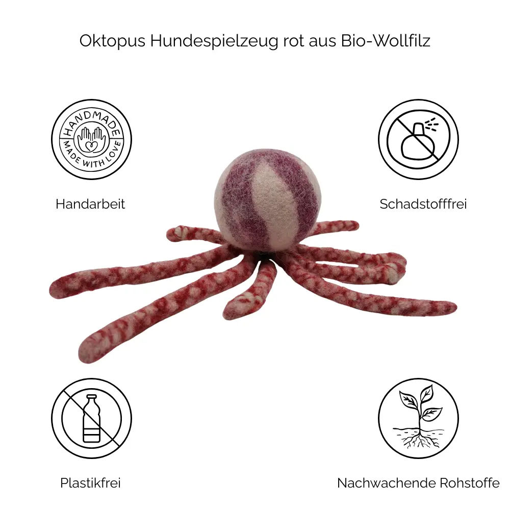 Nachhaltiges Hundespielzeug Oktopus rot - Vorteile