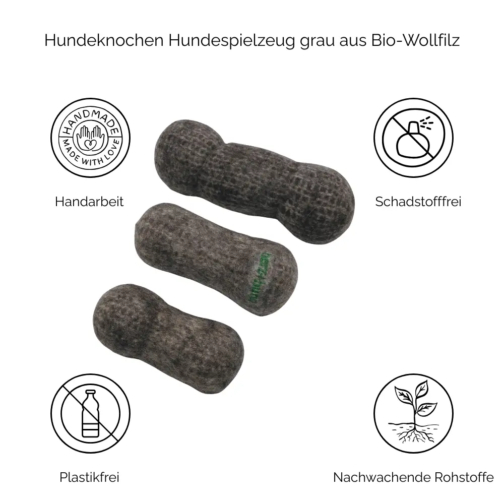 Nachhaltiges Hundespielzeug Knochen grau - Vorteile