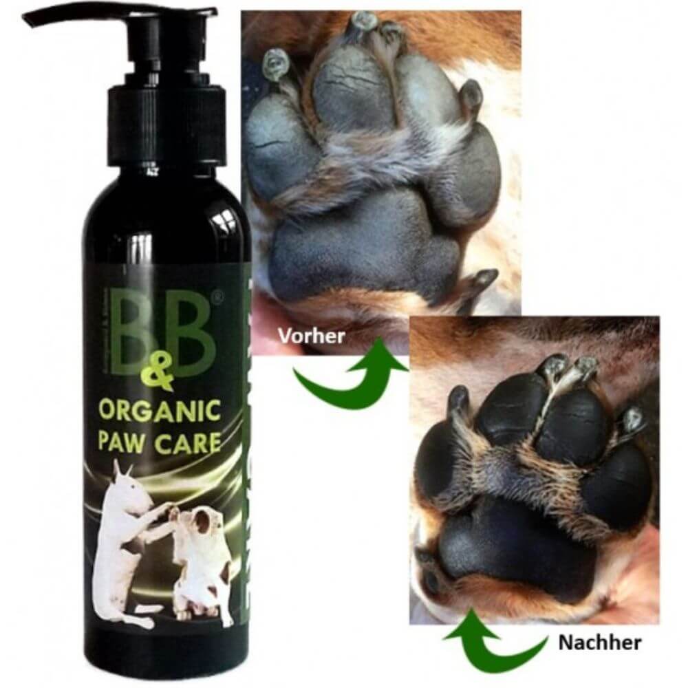 Pfotenpflege Paw Care für Hunde von B&B vorher nachher Ansicht