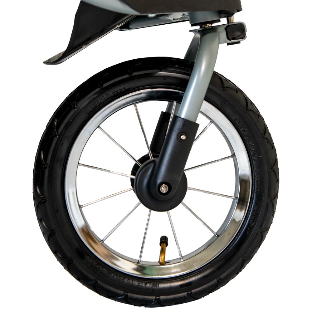 InnoPet® Comfort Air ECO Hundebuggy hellgrau dunkelgrau Vorderrad