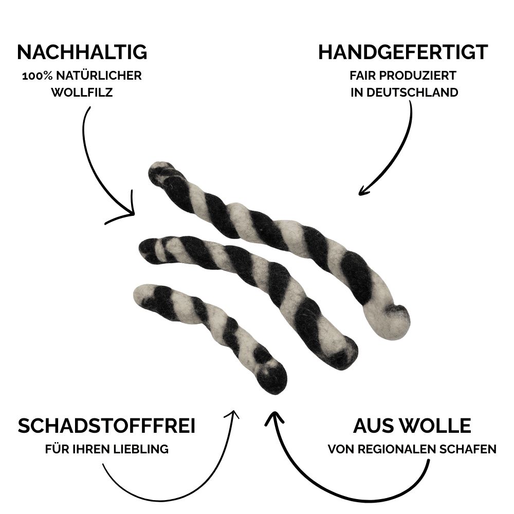 Nachhaltiges Hundespielzeug Zergel schwarz weiß - Vorteile
