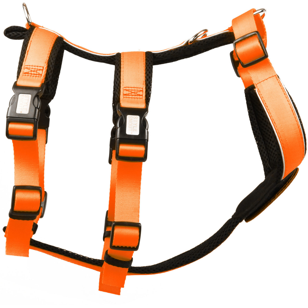 StyleSnout® Patch & Safe Sicherheitsgeschirr Hundegeschirr neonorange Seitenansicht
