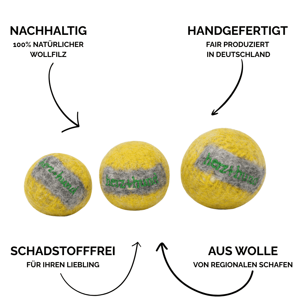 Nachhaltiges Hundespielzeug Hundeball gelb - Vorteile