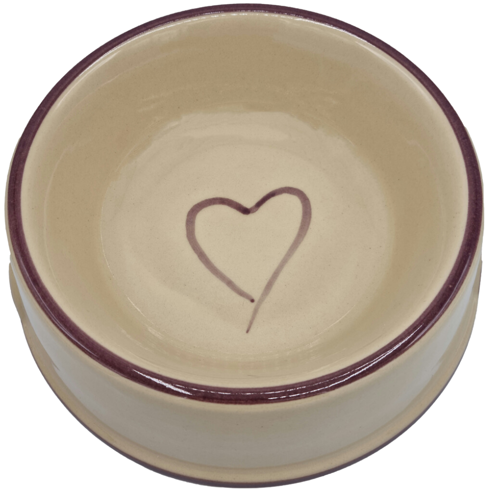 Hundenapf Herz Keramik Hochglanz beige