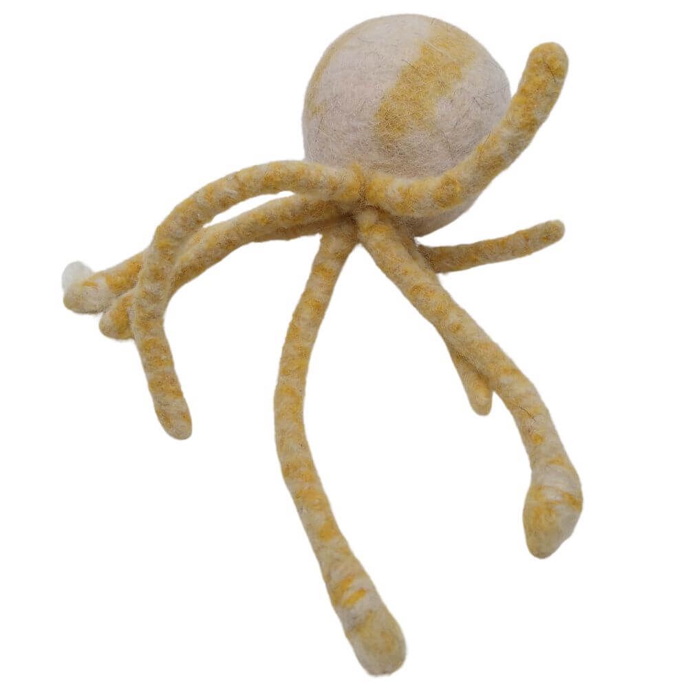 Hundespielzeug Oktopus gelb aus Bio-Wollfilz bestellen Hundespielzeug Oktopus gelb aus Bio-Wollfilz liegend