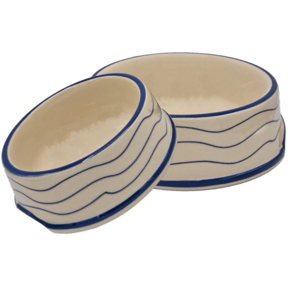 Hundenapf Welle Keramik Hochglanz beige