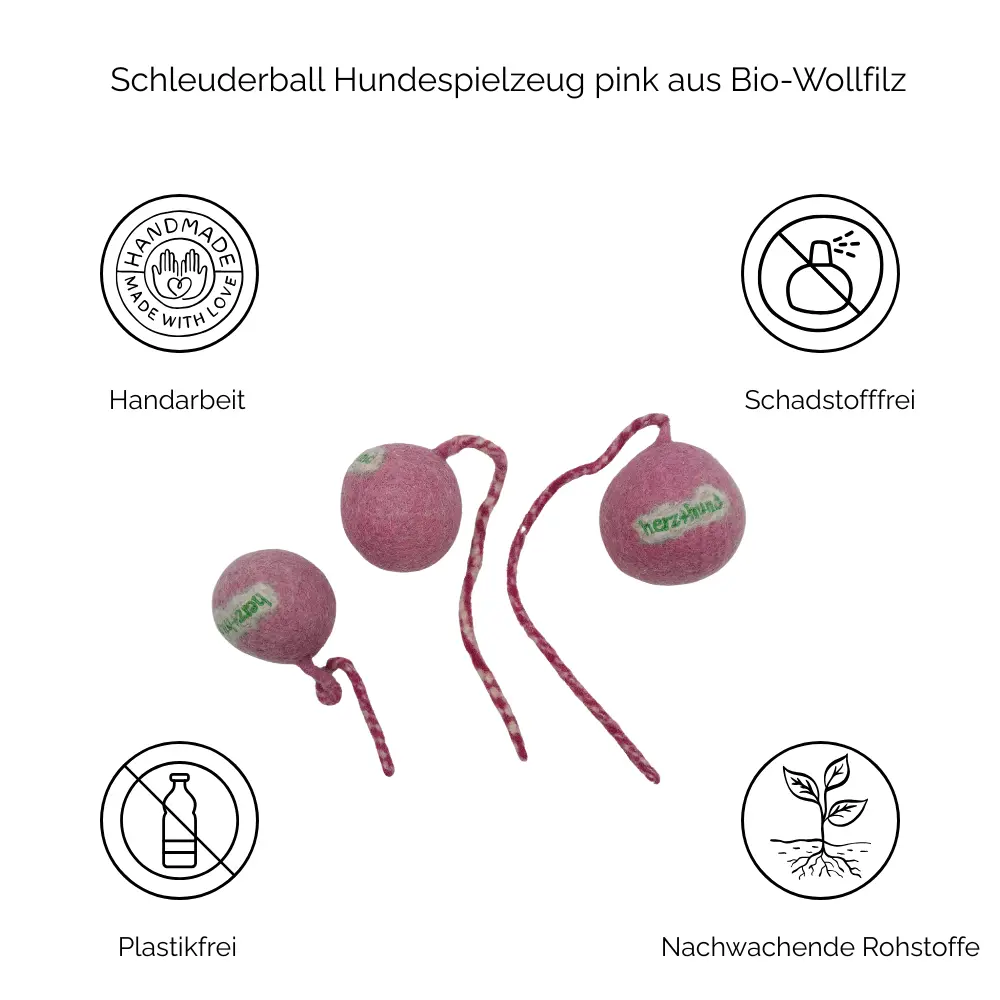 Nachhaltiges Hundespielzeug Schleuderball pink - Vorteile