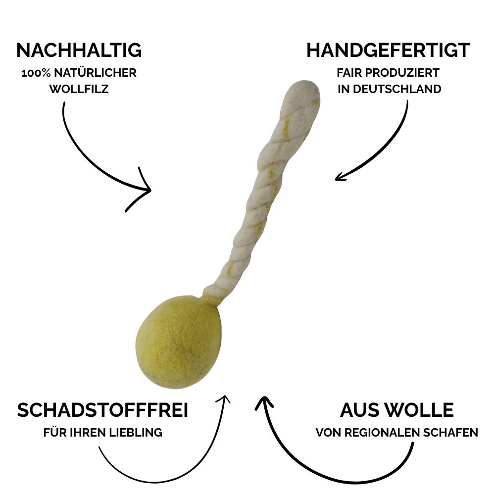 Nachhaltiges Hundespielzeug Schleuderball Robust gelb - Produktvorteile