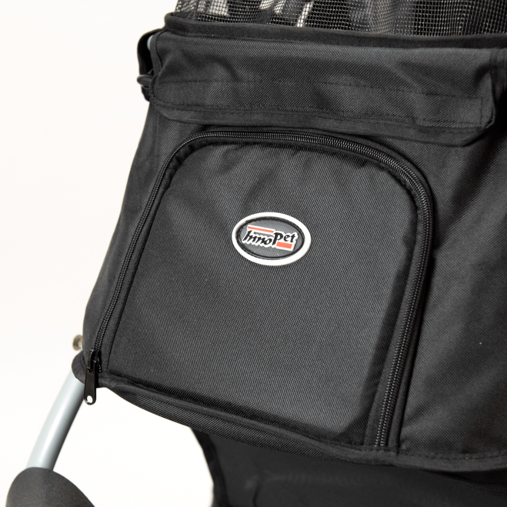 InnoPet® Comfort Air ECO Hundebuggy schwarz grau Tasche vorne geschlossen