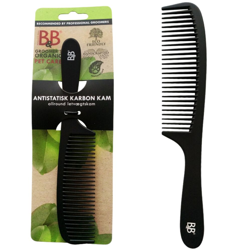 Hundekamm antistatisch mit Carbonfasern schwarz