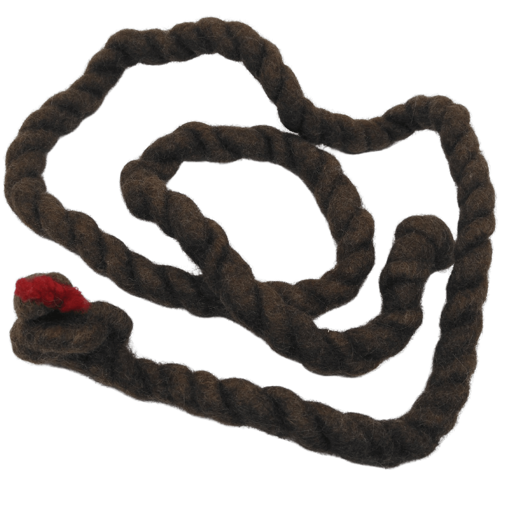 Hundespielzeug Riesenschlange braun aus Schafwolle