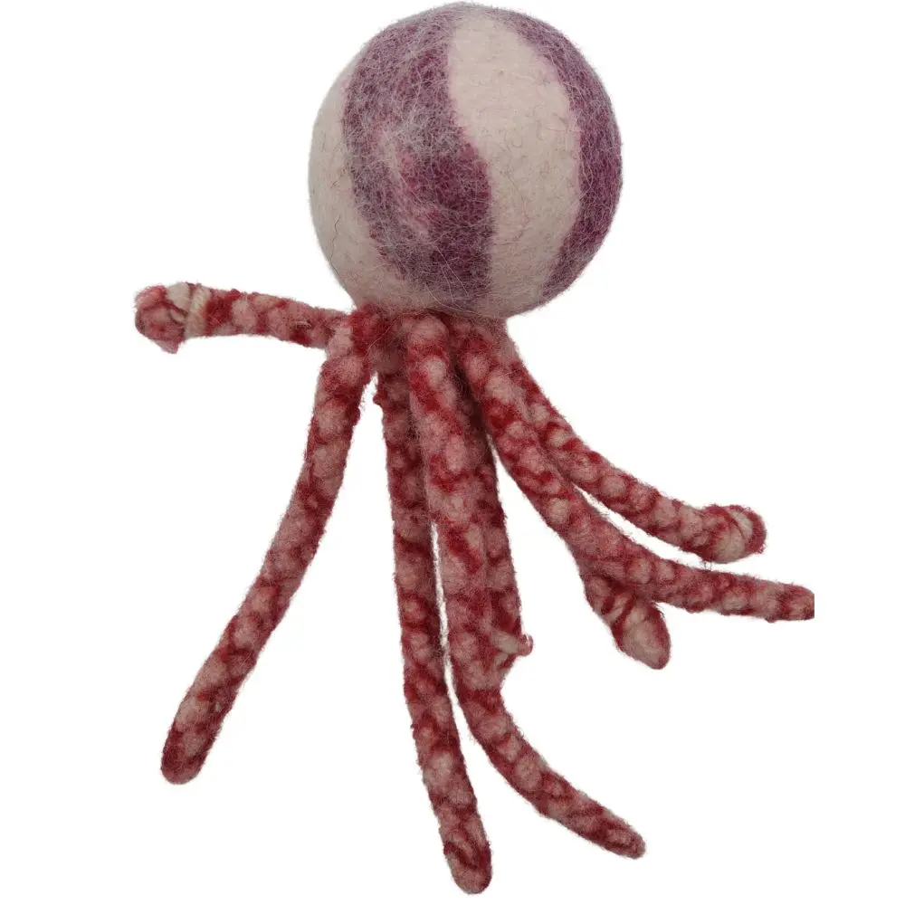Nachhaltiges Hundespielzeug Oktopus rot aus Wolle