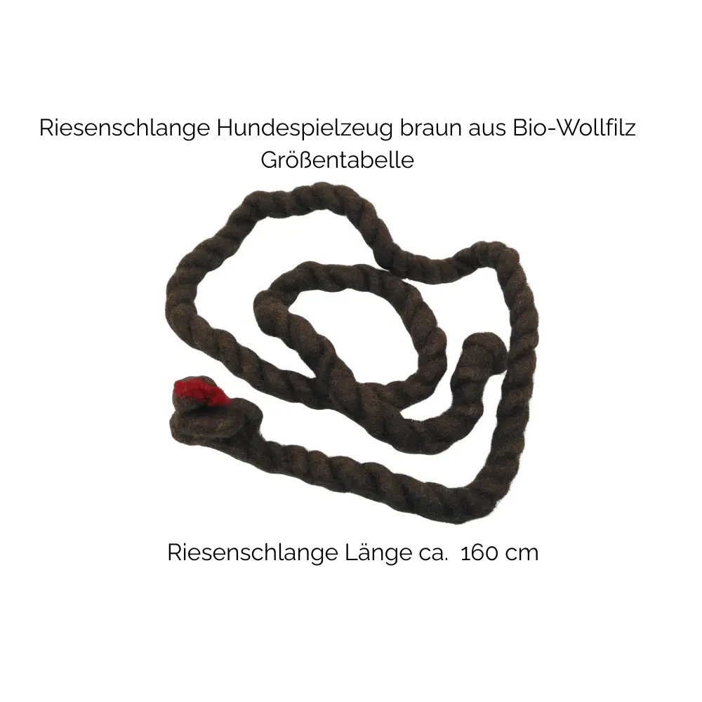 Nachhaltiges Hundespielzeug Riesenschlange braun - Größentabelle