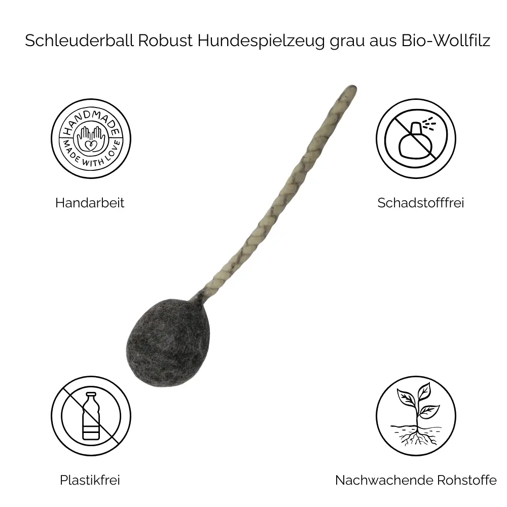 Nachhaltiges Hundespielzeug Schleuderball Robust grau - Produktvorteile