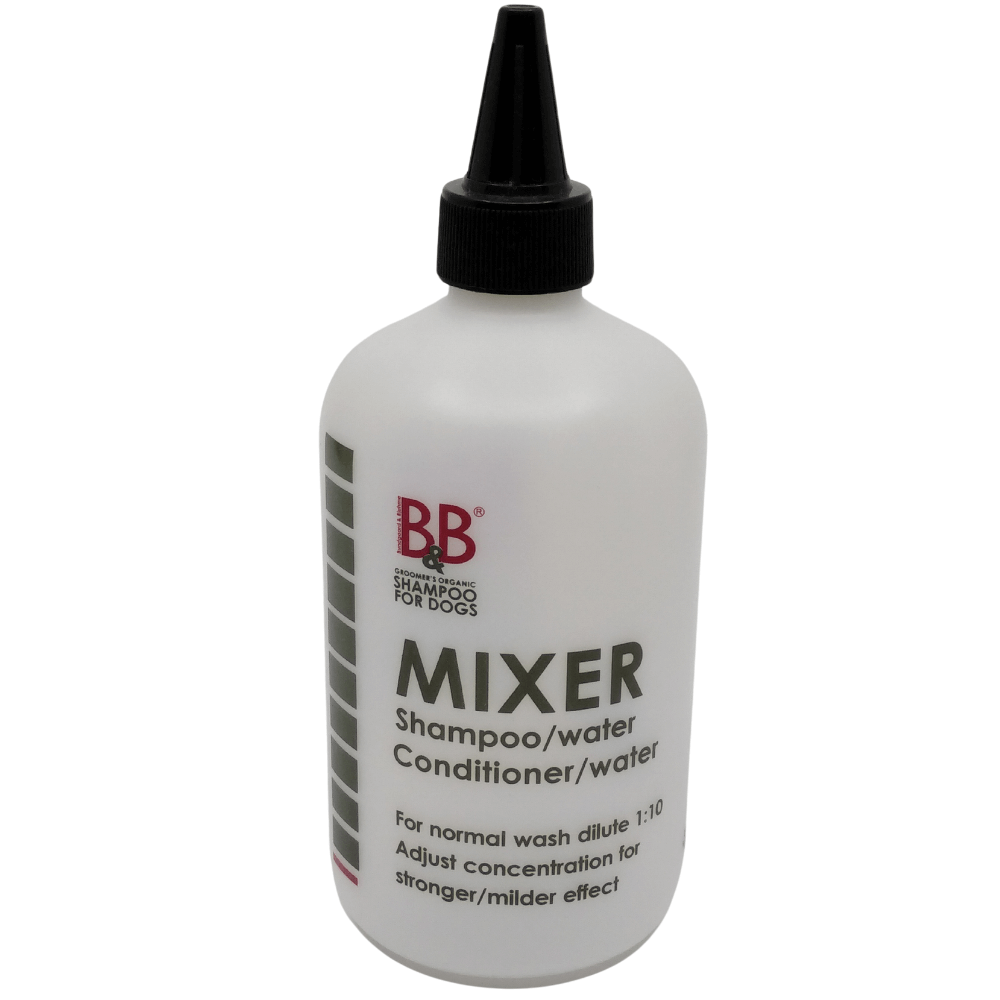 Mischflasche weiß mit Skala zum Verdünnen und Mischen von B&B Shampoos