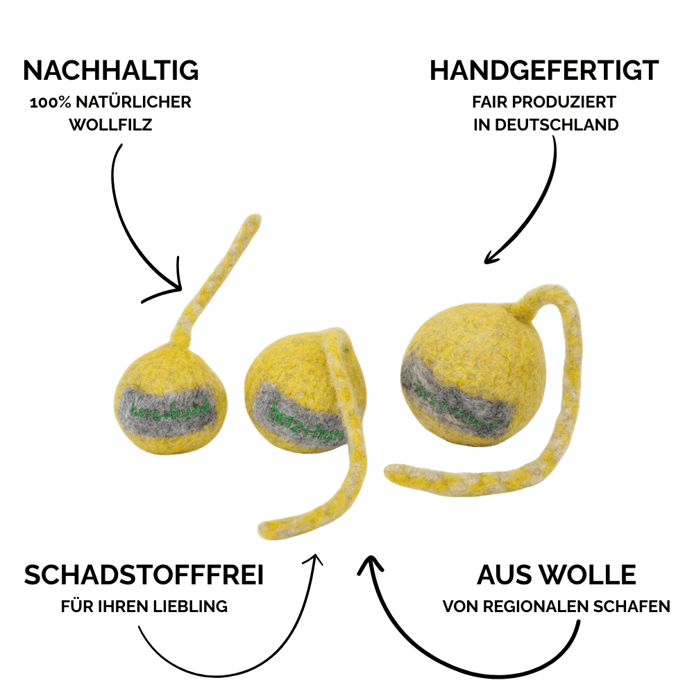 Nachhaltiges Hundespielzeug Schleuderball gelb - Vorteile