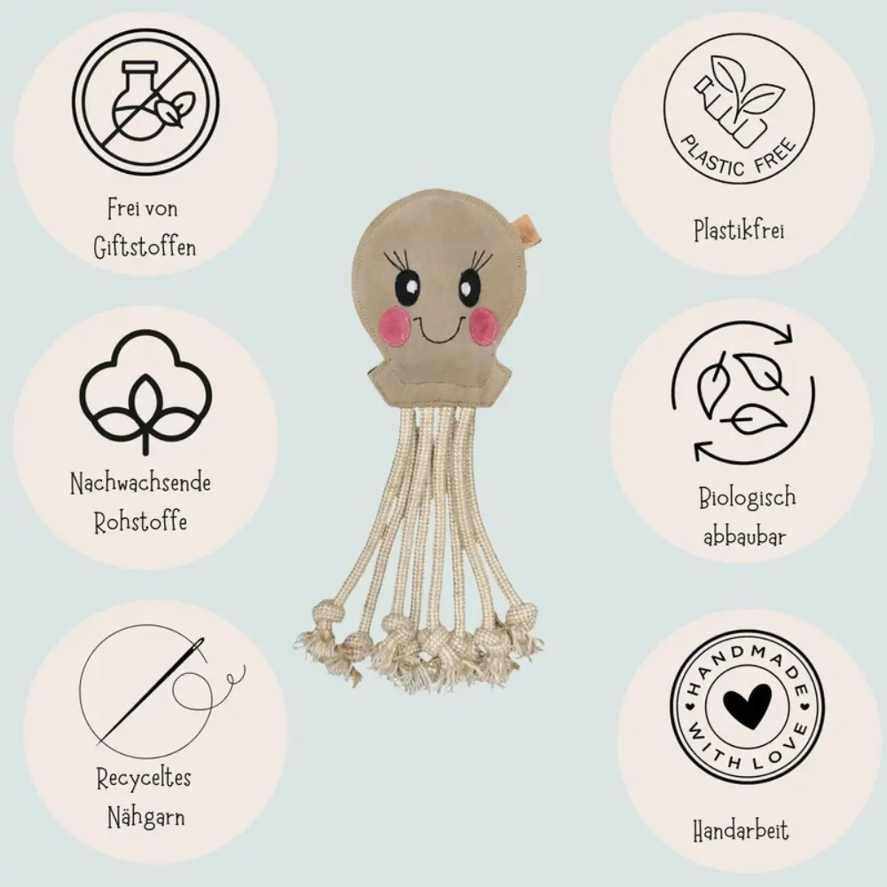 Nachhaltiges Hundespielzeug Karla Krake beige - Vorteile