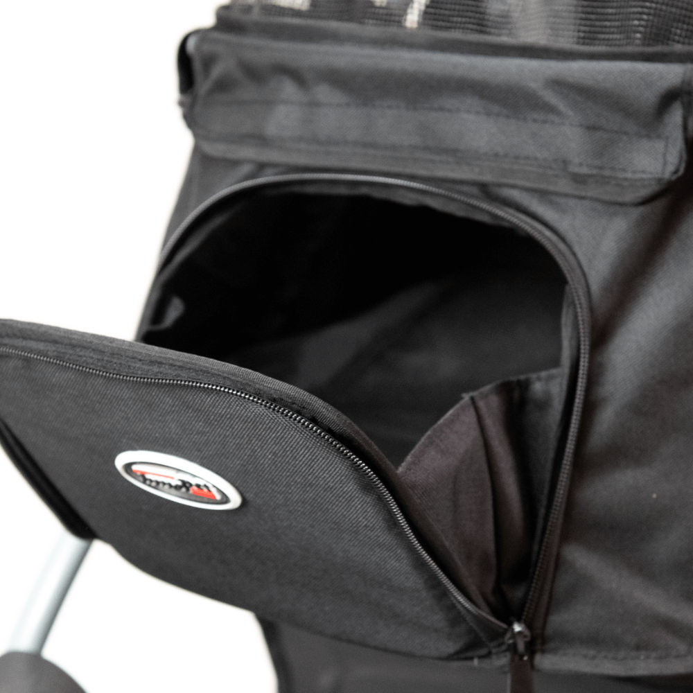 InnoPet® Comfort Air ECO Hundebuggy schwarz grau Tasche vorne geöffnet