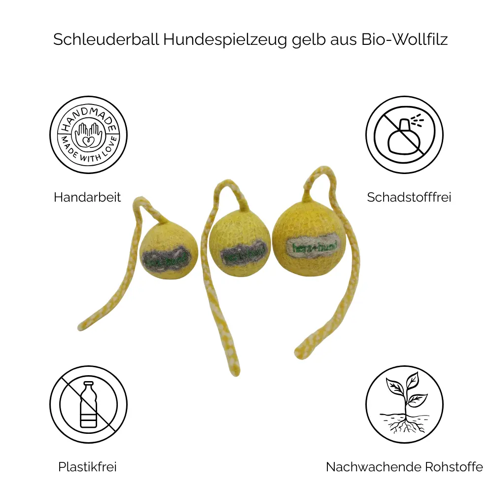 Nachhaltiges Hundespielzeug Schleuderball gelb - Vorteile