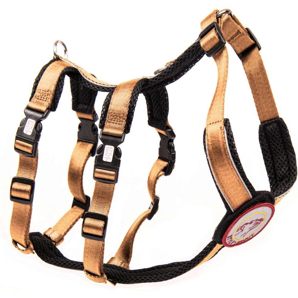 stylesnout-sicherheitsgeschirr-gold-schwarz StyleSnout® Patch & Safe Sicherheitsgeschirr gold