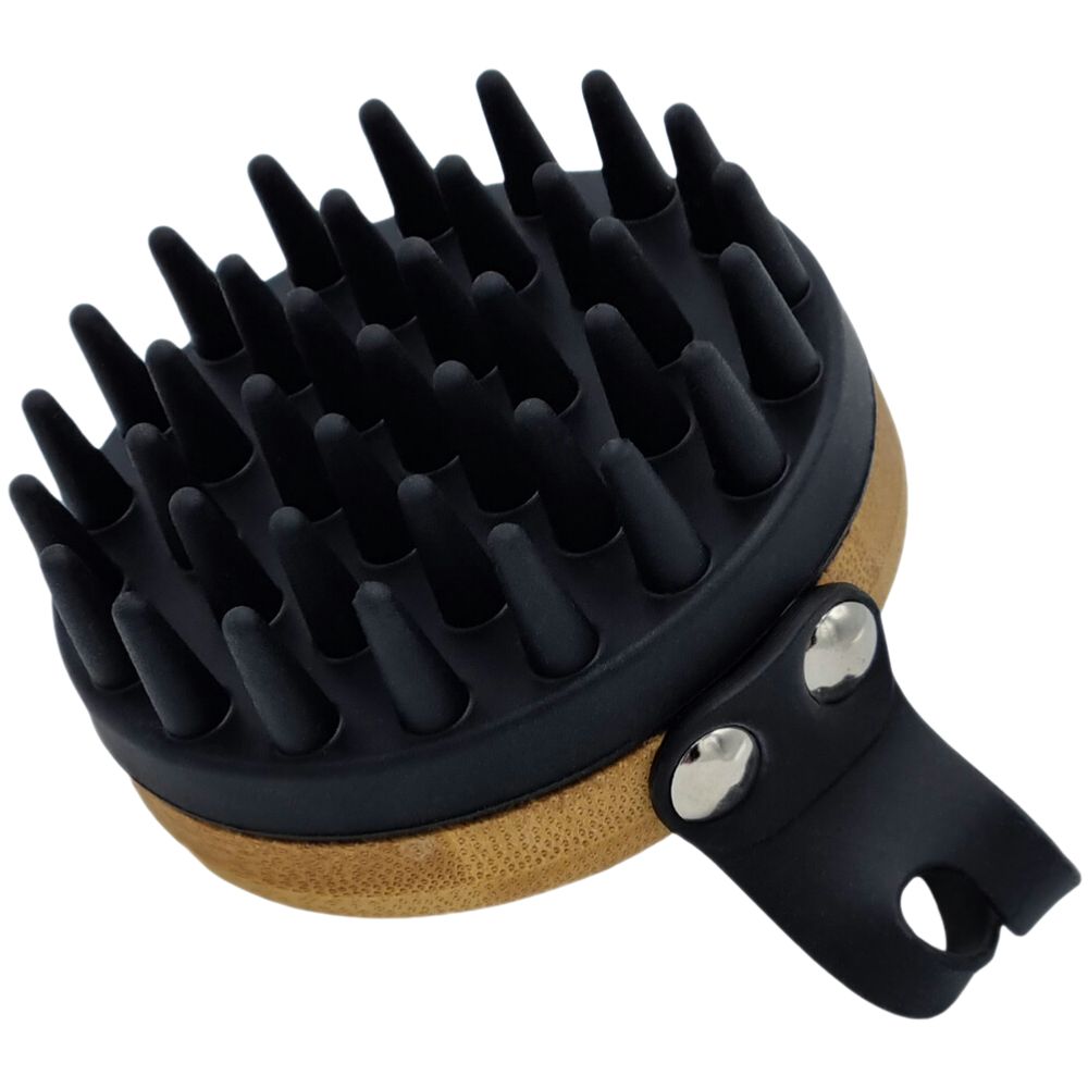 Massagebürste Luxus mit Handschlaufe aus Echtholz und Naturkautschuk Oberansicht