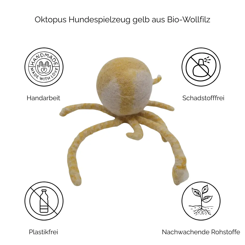 Nachhaltiges Hundespielzeug Oktopus gelb - Vorteile