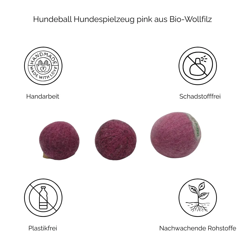 Nachhaltiges Hundespielzeug Hundeball pink - Vorteile