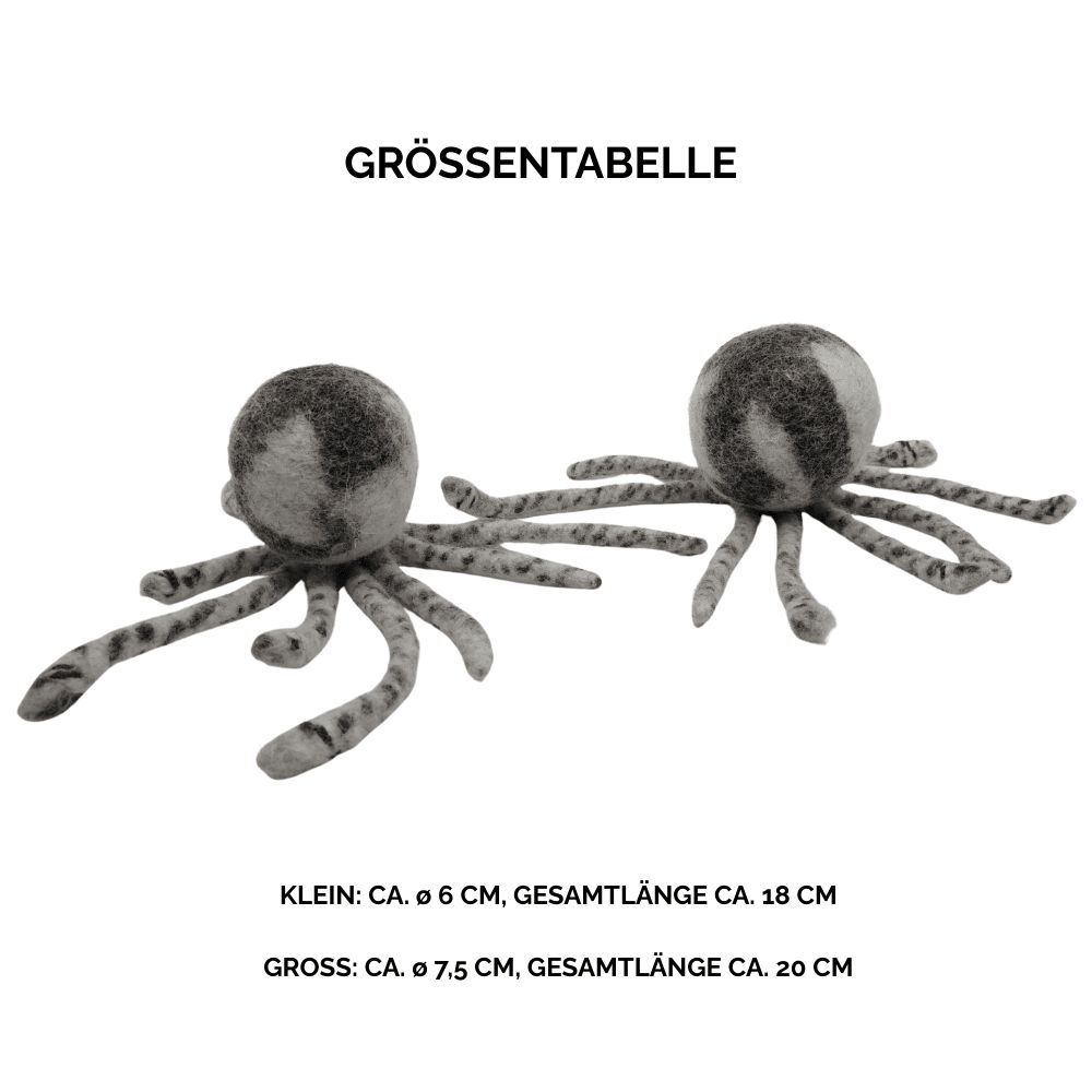 Nachhaltiges Hundespielzeug Oktopus braun - Größentabelle