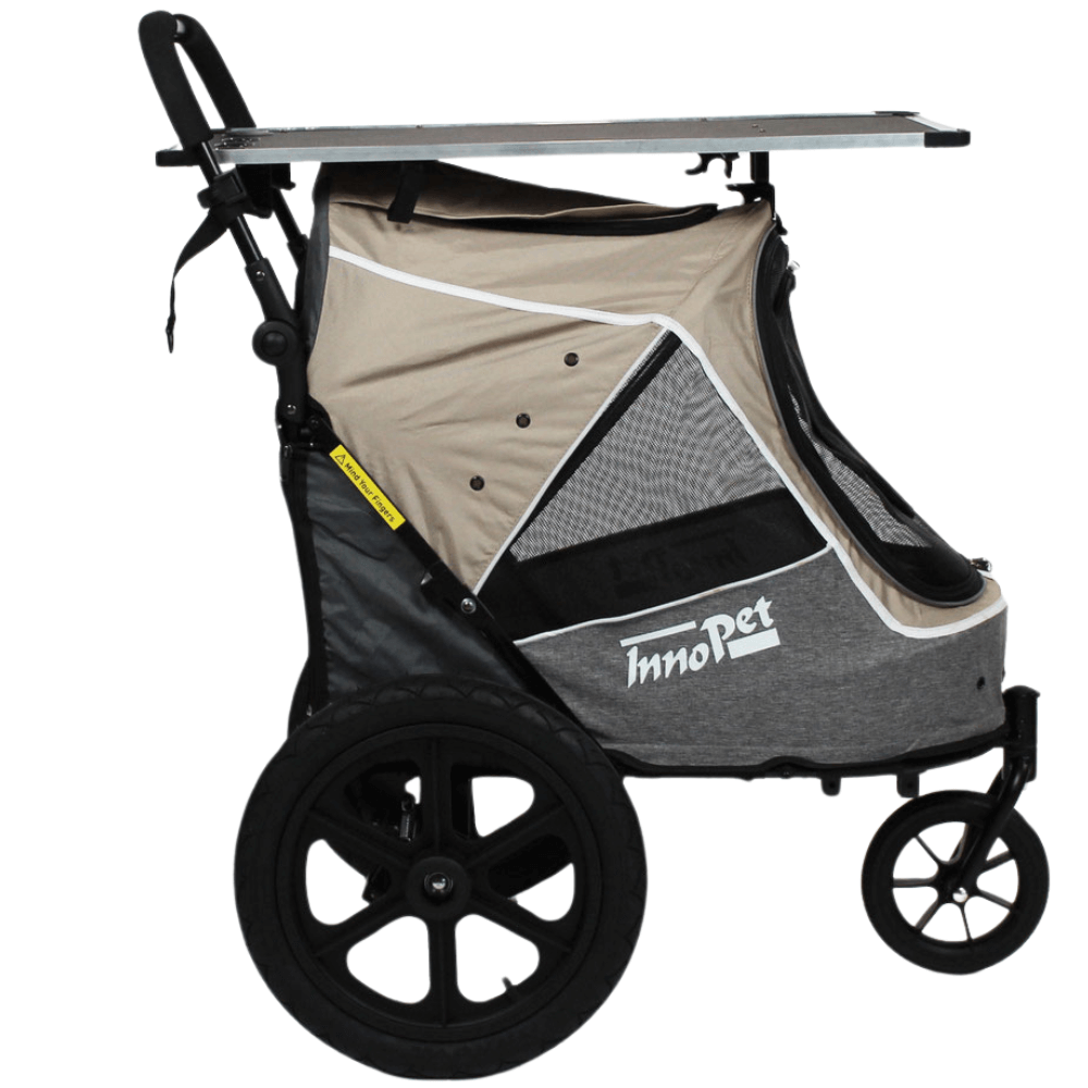 Hundebuggy Sporty Trailer Evolution beige mit Trimmtisch-Aufsatz