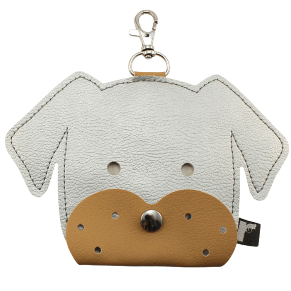 Leckerlibeutel silber für Hunde aus Kunstleder