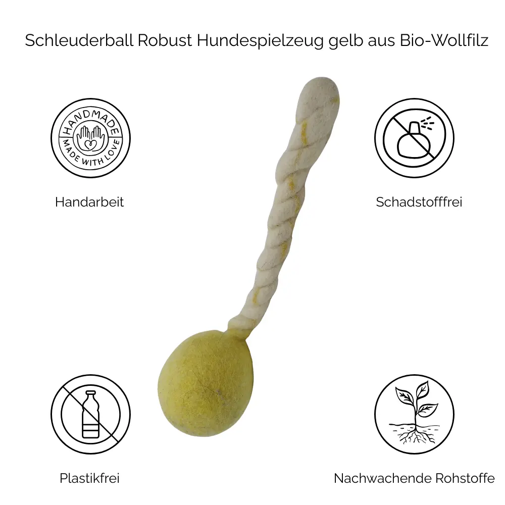 Nachhaltiges Hundespielzeug Schleuderball Robust gelb - Produktvorteile
